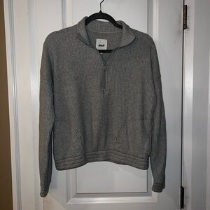 Aerie Textured Gray Knit Quarter Zip